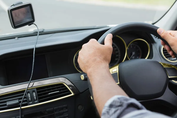 Man using satellite navigation system — Stock Photo, Image