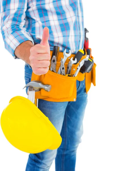 Manual worker gesturing thumbs up — Stock Photo, Image