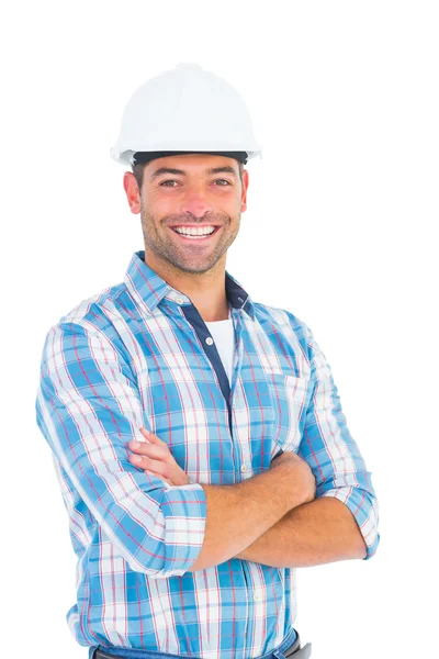 Manual working wearing hardhat — Stock Photo, Image