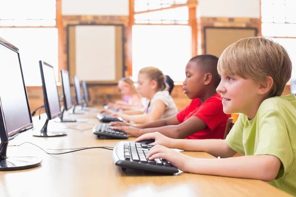 Cute pupils in computer class — Stock Photo, Image