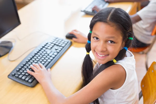 Cute pupil in computer class — Stock Photo, Image