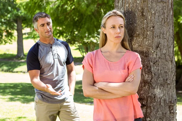 Couple having an argument in the park — Stock Photo, Image