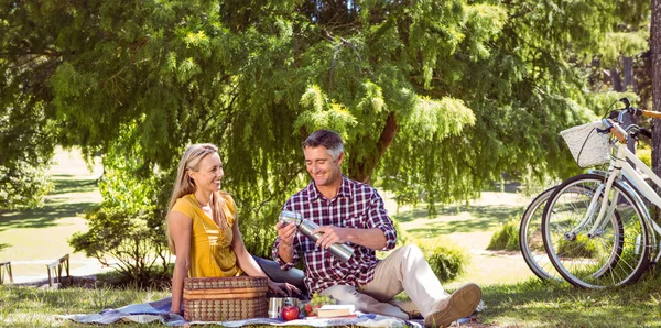 Pareja haciendo un picnic en el parque — Foto de Stock