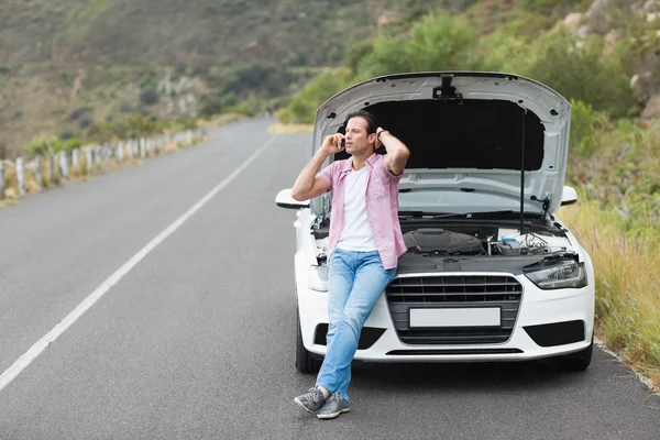 Man after a car breakdown — Stock Photo, Image