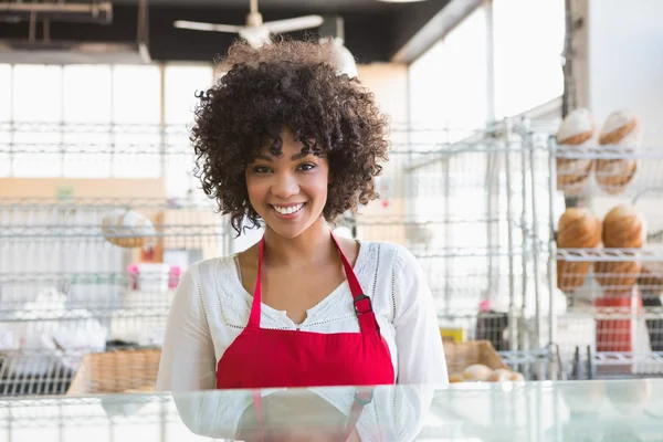 Waitress posing behind the counter — Stock Photo, Image