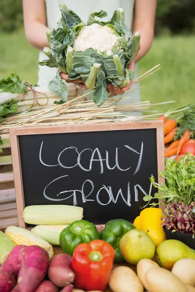 Femme vendant des légumes biologiques — Photo