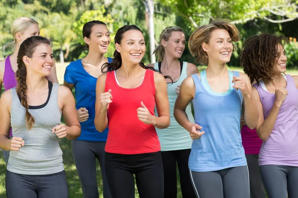 Fitness jogging di gruppo nel parco — Foto Stock