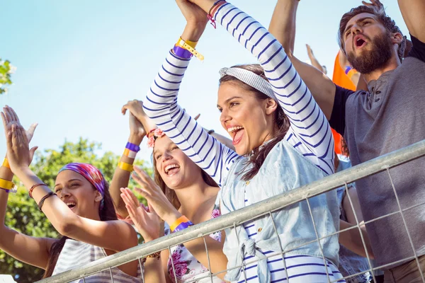 Excited music fans up the front — Stock Photo, Image