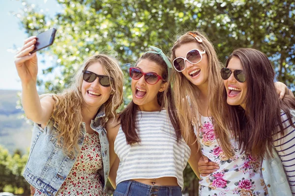 Glada vänner att ta en selfie — Stockfoto