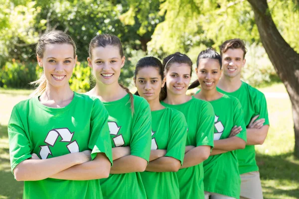 Happy environmental activists in the park — Stock Photo, Image