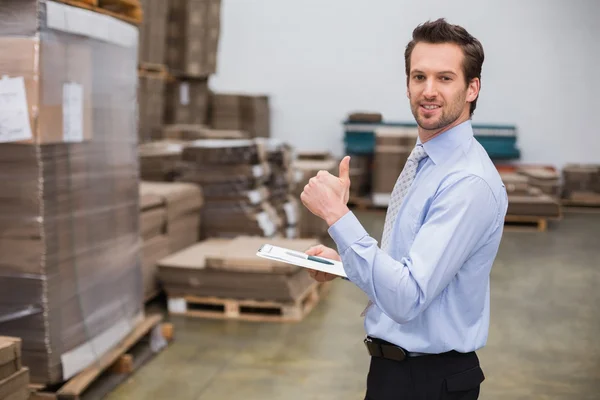 Warehouse manager smiling — Stock Photo, Image