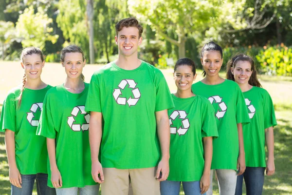 Happy environmental activists in the park — Stock Photo, Image