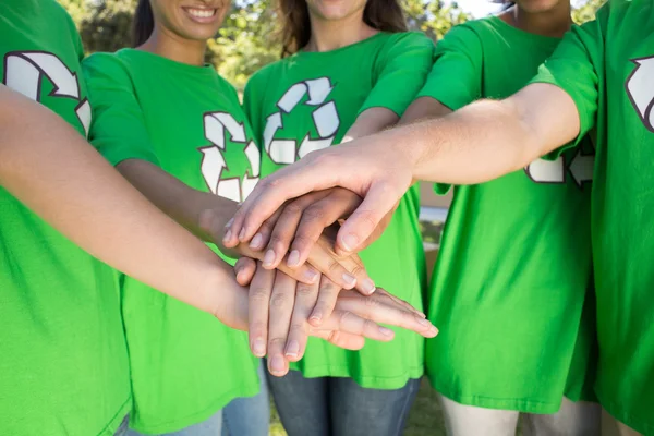 Happy environmental activists in the park — Stock Photo, Image