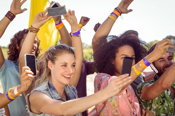 Excited music fans up the front — Stock Photo, Image