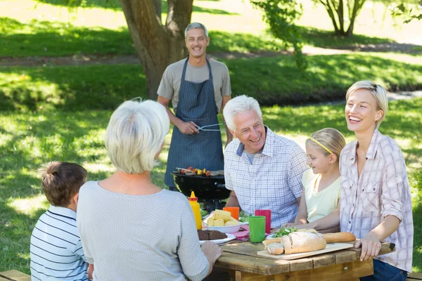 Familie met picknick in het park — Stockfoto