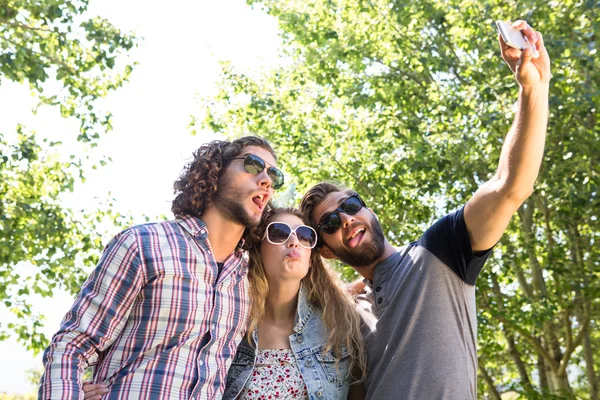 Szczęśliwy przyjaciół przy selfie — Zdjęcie stockowe