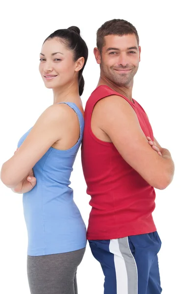 Přizpůsobit muž a žena s úsměvem — Stock fotografie