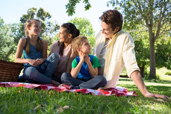 Bonne famille sur le pique-nique dans le parc — Photo