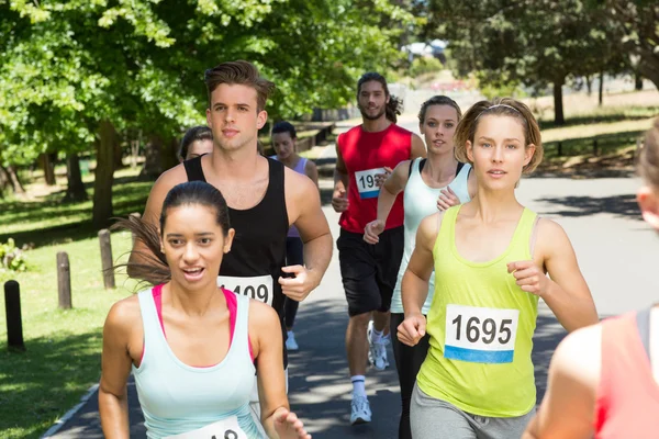 Fit people running race in park — Stock Photo, Image