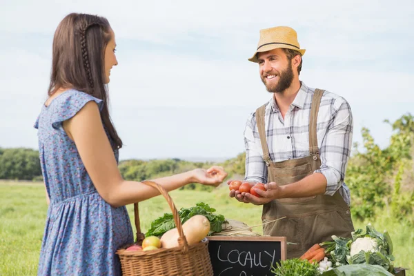 Agricultor vendiendo sus productos orgánicos —  Fotos de Stock