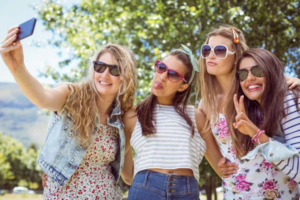 Glada vänner att ta en selfie — Stockfoto