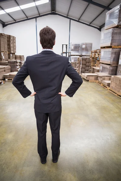 Warehouse manager standing hands on hips — Stock Photo, Image