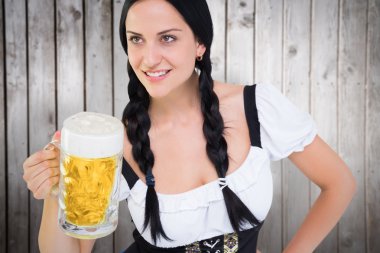 Oktoberfest girl holding beer tankard clipart