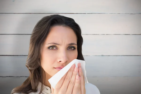 Brunette with a cold — Stock Photo, Image