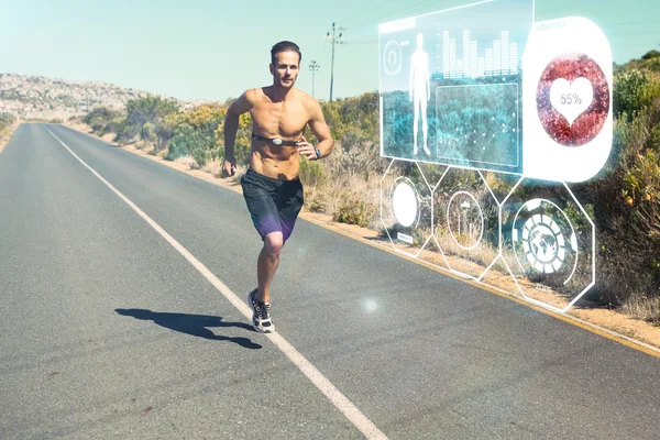 Açık yolda koşu spor adamı — Stok fotoğraf