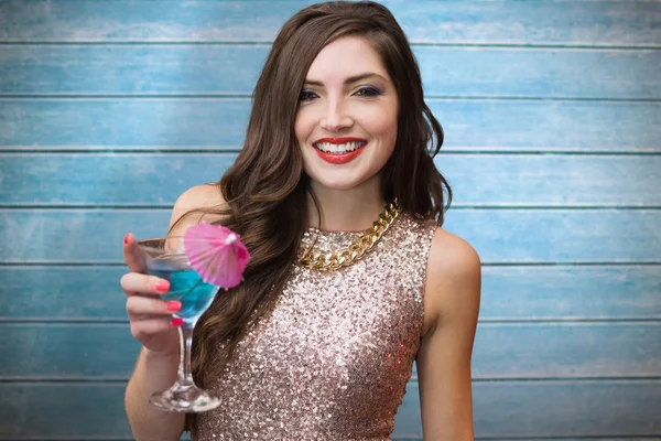 Brunette with cocktail — Stock Photo, Image