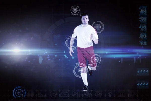Jogador de futebol em jogging branco — Fotografia de Stock