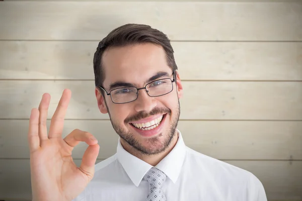 Businessman making okay gesture — Stock Photo, Image