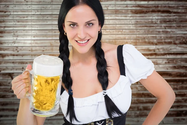 Oktoberfest girl holding beer tankard — Stock Photo, Image