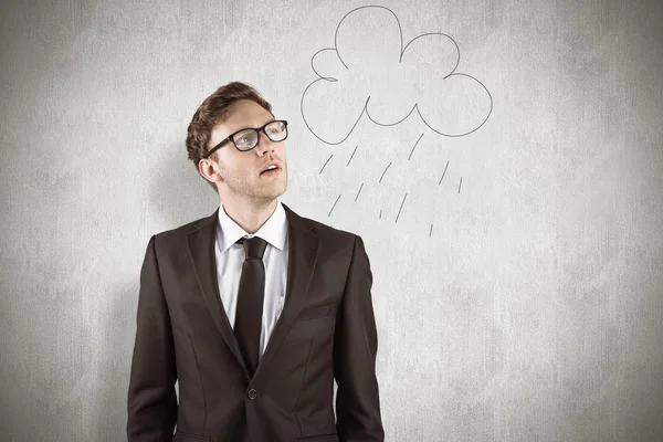 Businessman thinking and looking up — Stock Photo, Image