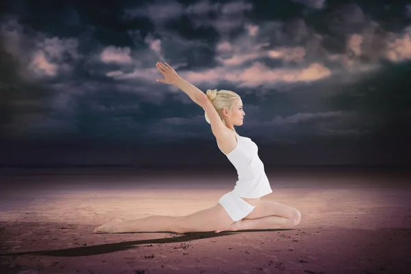 Woman stretching hands backwards — Stock Photo, Image