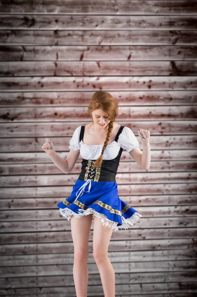 Oktoberfest girl moving and dancing — Stock Photo, Image