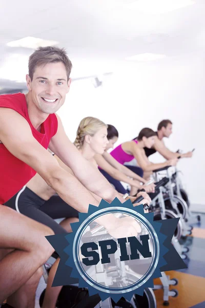 Spin against badge — Stock Photo, Image