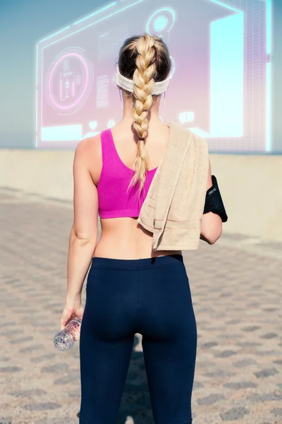 Fit blonde standing on the pier — Stock Photo, Image