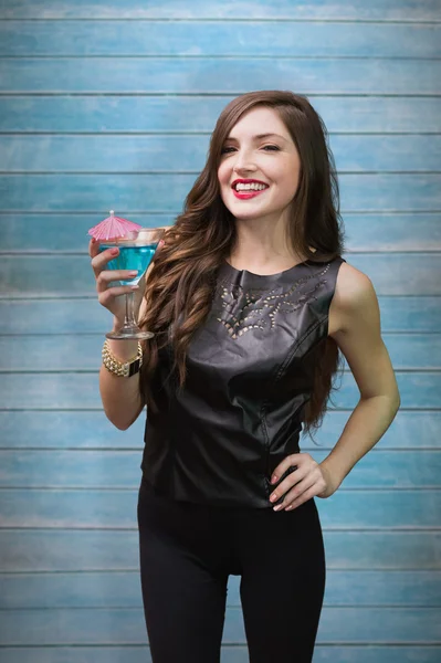 Brunette with cocktail — Stock Photo, Image