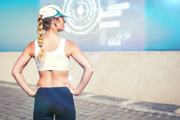 Fit blonde standing on the pier — Stock Photo, Image