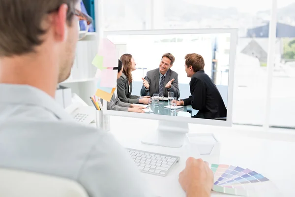 Happy team laughing together at a meeting — Stock Photo, Image