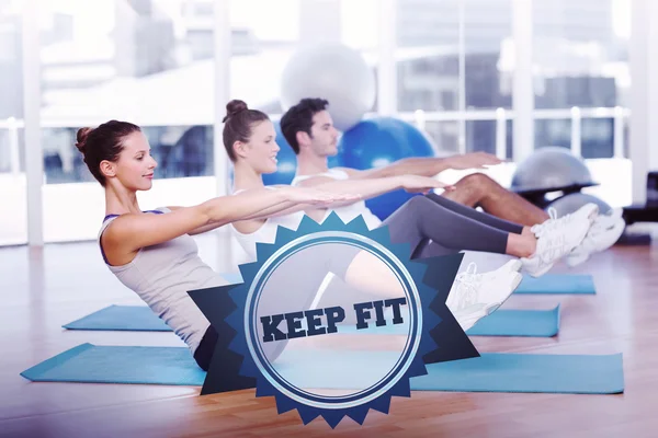 Word keep fit and class stretching on mats — Stock Photo, Image