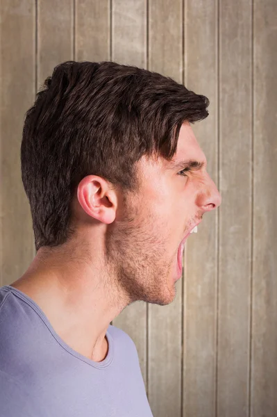 Man with stubble shouting — Stock Photo, Image