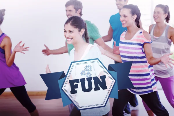 Word fun and cheerful fitness class — Stock Photo, Image