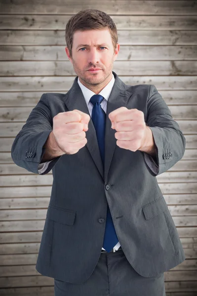 Businessman holding his hands out — Stock Photo, Image