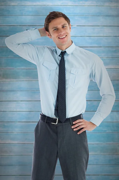 Thoughtful businessman with hand on head — Stock Photo, Image