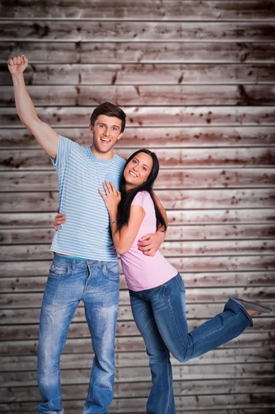 Couple cheering at camera — Stock Photo, Image