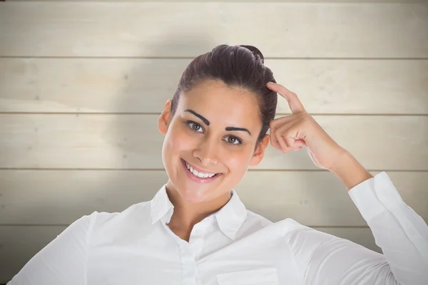 Sorrindo mulher de negócios pensativa — Fotografia de Stock