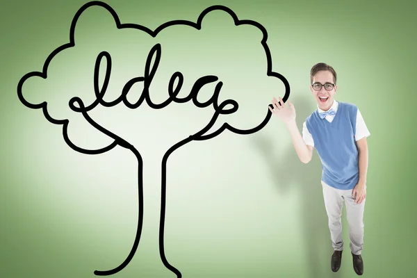 Geeky young hipster waving at camera — Stock Photo, Image