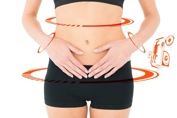 Fit woman with stomach pain — Stock Photo, Image